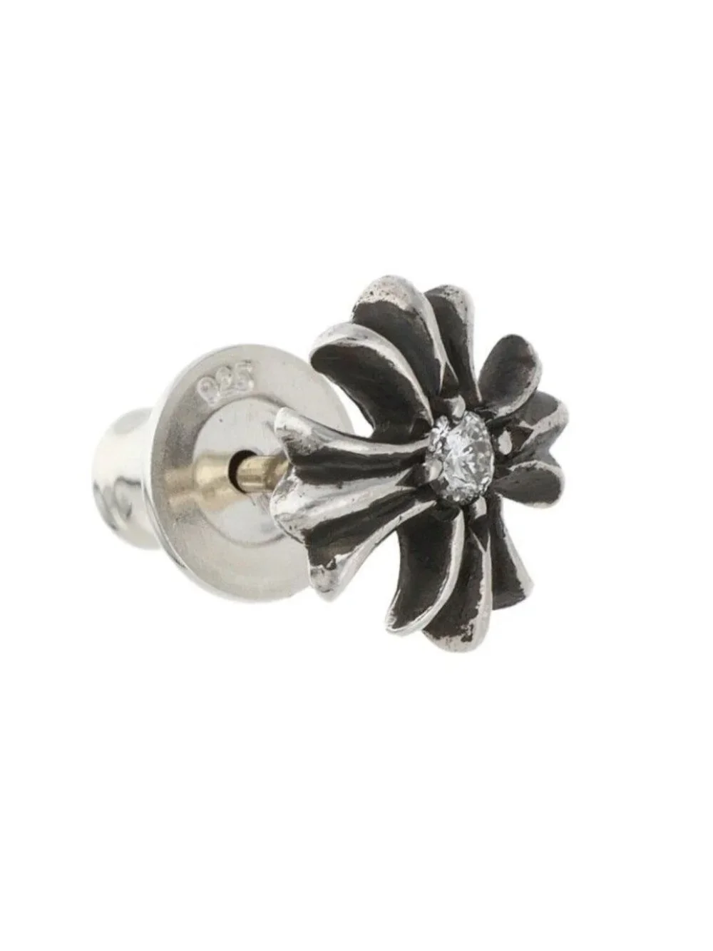 Chrome Hearts CH Pls Dia CH Plus Stud Silver Earrings
